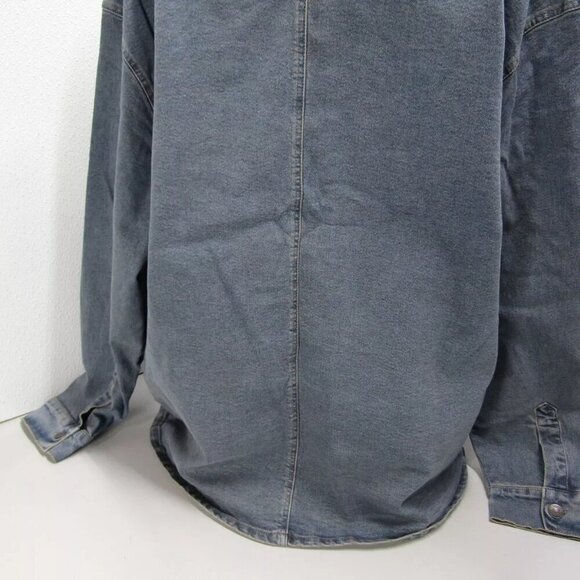 NEW UNISON LABEL Womens Oversized Denim Shirt Jacket Size XL Denim Blue - Picture 2 of 12